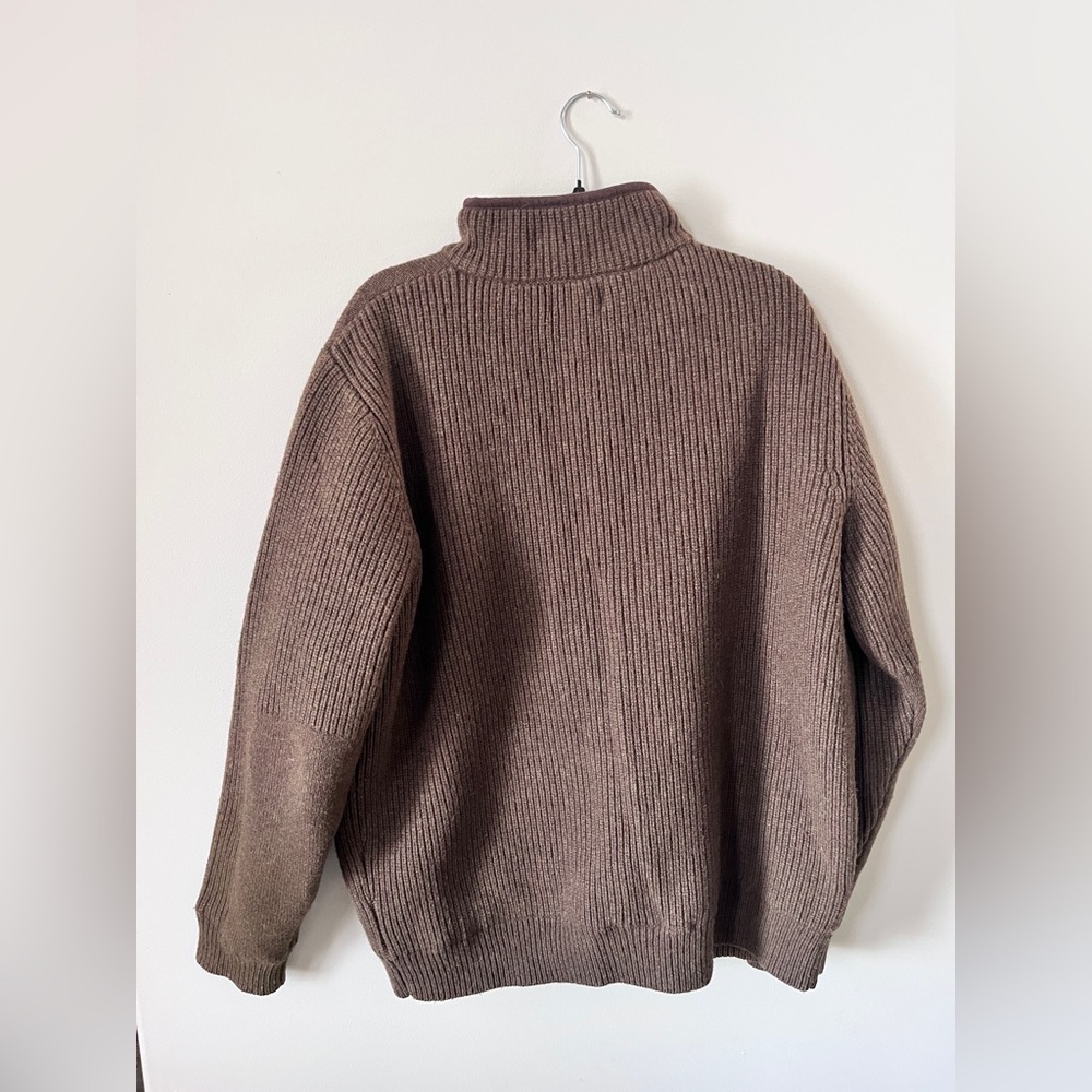 Vintage 90s L.L. Bean half-zip merino wool waterfowl sweater - Picture 3 of 5